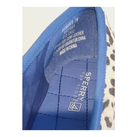 Like New Women's Sperry Leopard Blue Slip On Shoes 7 - Picture 4 of 5